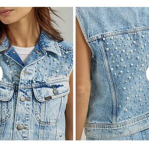 Lee Pearl and Beaded Denim Vest XL